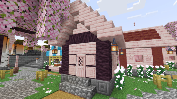 桜の木材と原木の家
